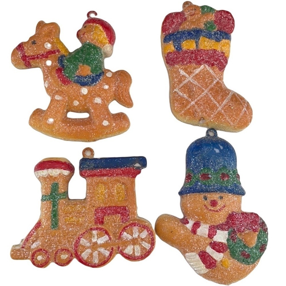 Set of 4 Four Sugared Christmas Tree Ornaments
